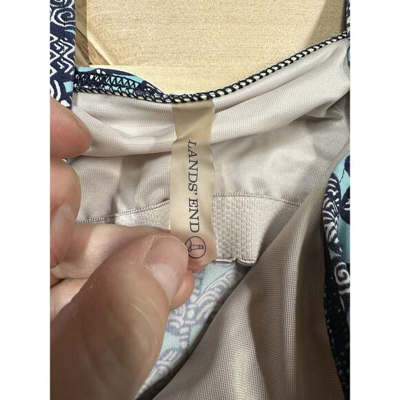 Lands Ends Women 2 Piece Tankini Swimsuit Set Size 24W Blue Floral Paisley - Picture 2 of 8